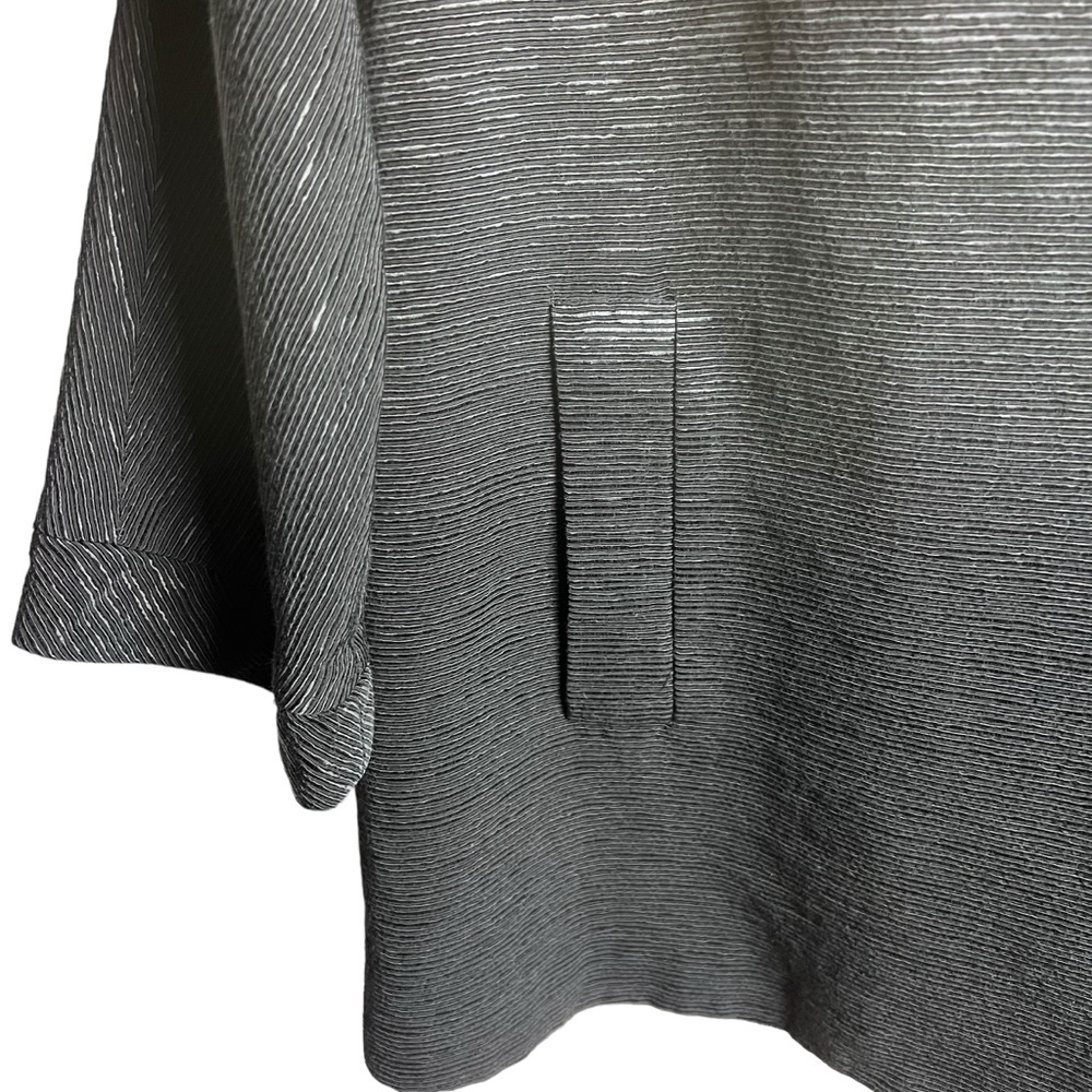 Eileen Fisher Collarless Open Front Textured Black Blazer Jacket Size Petite L - Picture 7 of 16